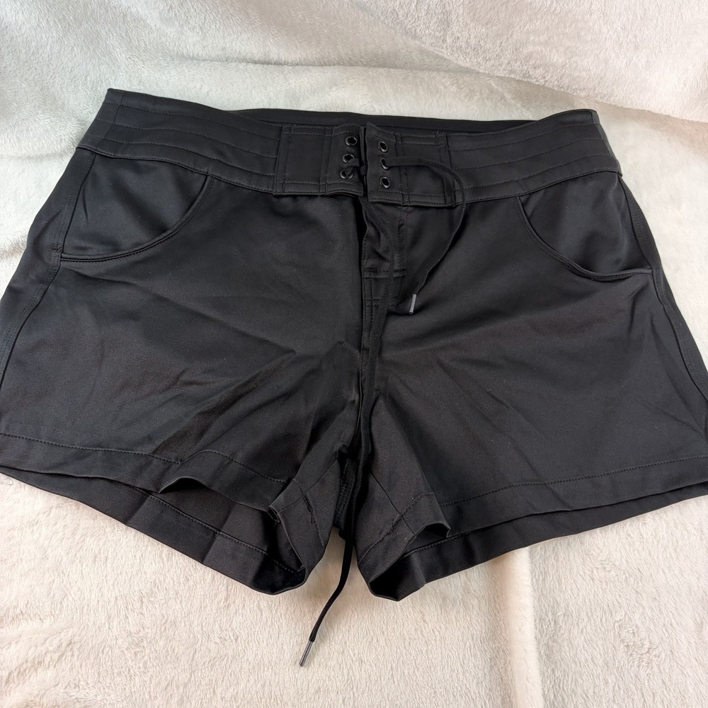 NWT Reebok Beachy Swim Shorts Black Board Lace-Up 8 Quick Dry UPF 50+ Activewear